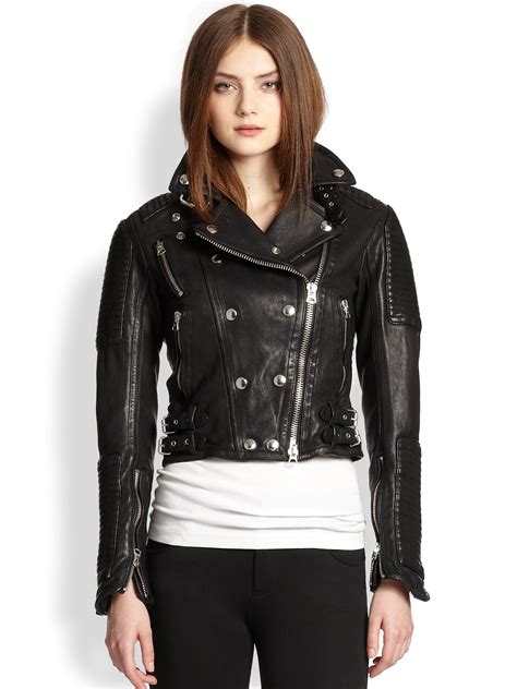 burberry leather jacket women's